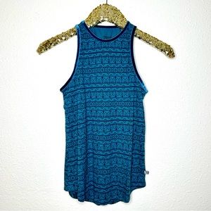Toad & Co Teal Velvet Trim Aztec Print High Neck Tank Top XS